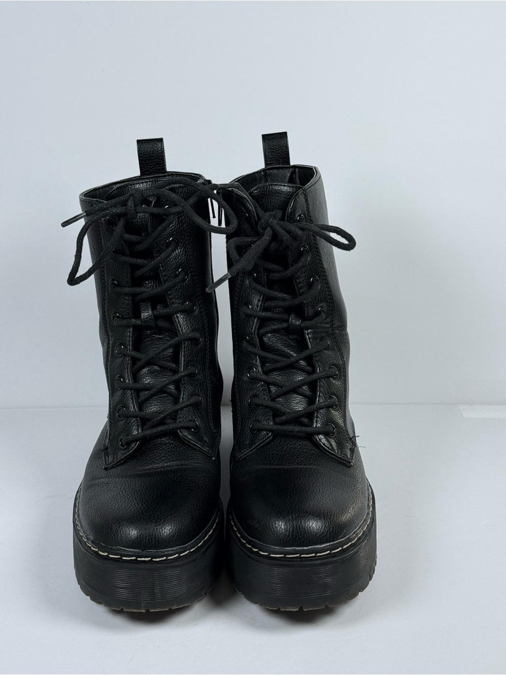 Unionbay Platform Lace Up Combat Boots Black Size 7.5